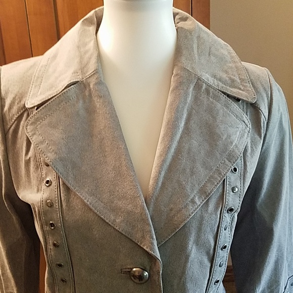 ⬇️ Bradley NWT suede leather studded gray jacket - Picture 3 of 8